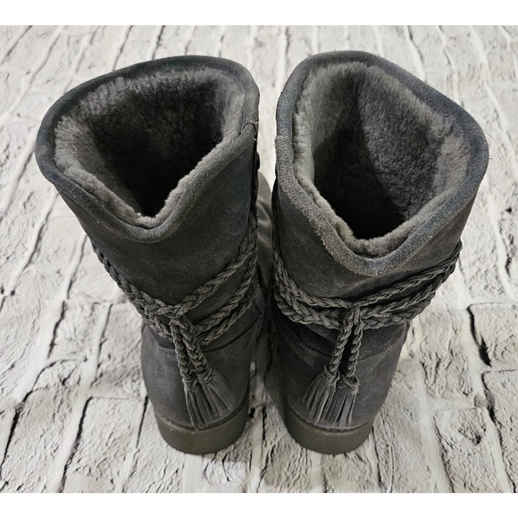 Abeo Blaine Suede Sheepskin Mid Gray Calf Boots WOMENS SIZE 10 - Picture 9 of 14